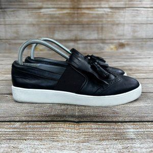 Com & Sens Tasseled Shoes Women Size 6 Black Slip On Gel Soles Loafers / Flats